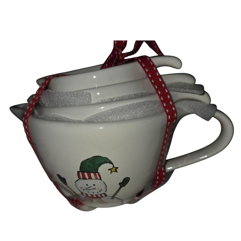 NEW Rae Dunn Christmas Snowman Nesting Measuring‎ Cups Set Holiday Decor